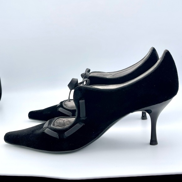 SALVATORE FERRAGAMO 🖤 Black Velvet Bardwill Bow Mary Jane Pumps | US 7 - Picture 7 of 15